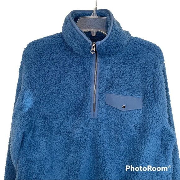 Te Verde Blue Plush Teddy Cozy Sherpa Fleece Pullover Half Zip Sweater - Picture 4 of 8